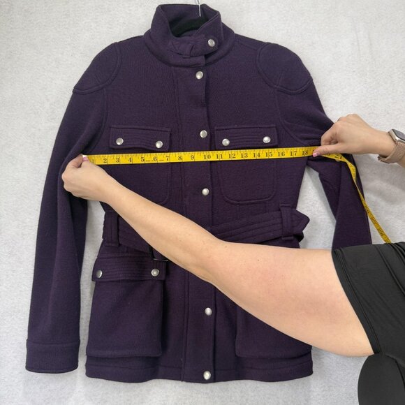 Peter Millar Jacket Womens Medium Purple Merino Wool Belted Safari Field Coat - Picture 3 of 8